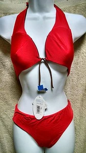 Bikini Le Mystere Style 2138 Reversible UW Halter Corbata Pequeño Rojo/Marrón Nuevo con etiquetas - Imagen 1 de 7
