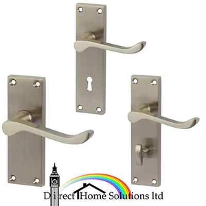 Hafele Victorian Scroll Satin Nickel Lever Handles With Backplates, Zinc Alloy - Picture 1 of 4