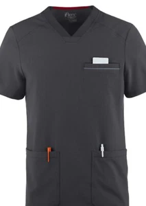 Cherokee iflex 4 Pocket Scrub Top - Gray - Xtra Small - Men's/Unisex - Picture 1 of 3