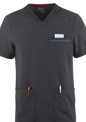 Cherokee iflex 4 Pocket Scrub Top - Gray - Xtra Small - Men's/Unisex - Image 1 of 3