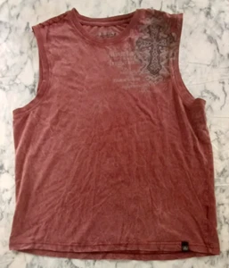 Machine Men Large Tank T-Shirt 100% Cotton Metal Cross Y2K Biker Skater Artsy - Picture 1 of 9