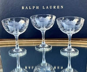 Vintage NORITAKE Etched Bamboo Champagne Glasses Dessert Cups Set Of 3 ~ 4.25” - Picture 1 of 5