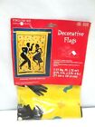 VTG NOS AMERICAN GREETING DECORATIVE OUTDOOR FLAG YELLOW DANCING/PARTY/ NEW YEAR