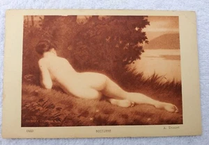 Vtg Old Postcard French Nude Risque Night Woman "Nocturne" Anthony Troncet 1920 - Picture 1 of 2