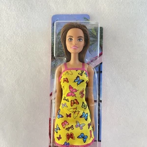 Barbie Doll Teresa Latina Yellow Butterfly Summer Sun Dress Brunette Pink Shoes - Picture 1 of 9