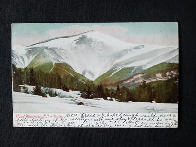 New Hampshire NH 1907 UDB Mount Washington im Winter Haus Schnee Postkarte - Bild 1 von 2