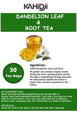 Té de hojas y raíces de diente de león para la salud del hígado y los riñones 30 bolsas Foto 1 de 4