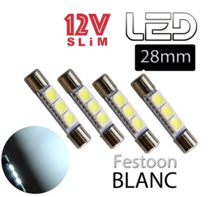 4 Glühbirnen Sicherung Slim Shuttle 28mm 28mm LED weiß Sonnenblenden Spiegel  - Bild 1 von 1