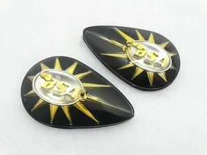 BSA A65 A10 C15 B40 Black/Golden Pear Shaped Badge With Fitting Back Rubber - Picture 1 of 4
