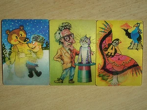Set of 3 3D Stereo Lenticular Cartoon Soviet Russian pocket calendars (75-0815) - Picture 1 of 8