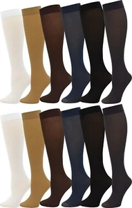 Queen Size Trouser Socks for Women, 6 Pairs Stretchy Opaque Knee High Dress Sock - Picture 1 of 6