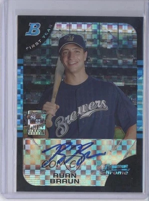 2005 Bowman Draft Chrome X-Fractor /250 Ryan Braun #BDP168 Auto - Image 1 of 2