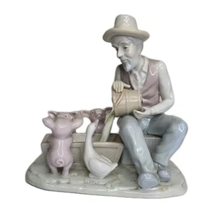 Vintage LLADRO Figurine Feeding The Pigs On The Farm #14 Rare Unmarked - Picture 1 of 12