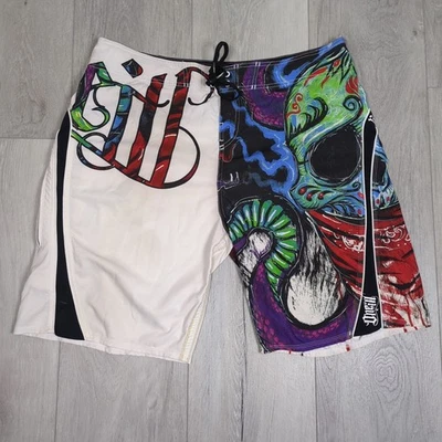 Pantalones Cortos de Tabla O'Neil Byerly Freak Para Hombres 40 Blanco Calavera Pulpo Cera Peine 10" Y2K Foto 1 de 4