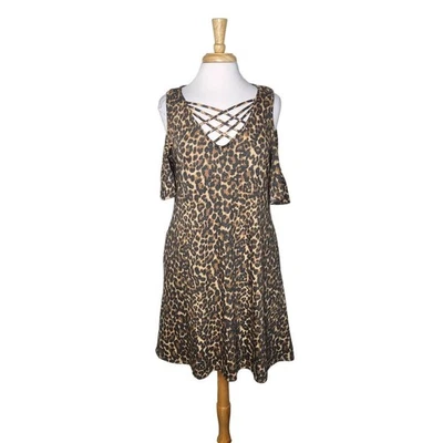 PinkBlush Cold Shoulder Leopard Print Maternity Dress Size Large NWT - Image 1 of 4