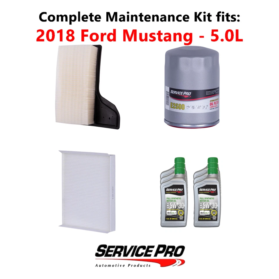 2018 Ford Mustang 5.0L Complete Oil, Air & Cabin Filter Kit (5W-30) Foto 1 de 4