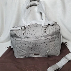 Rebecca Minkoff Embossed Leather Soft Grey Satchel Concord NWT Mab Mini Bombe - Picture 1 of 8