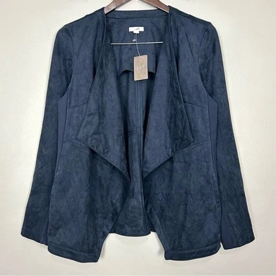 Chaqueta de gamuza sintética J. Jill para mujer talla M bolsillos delanteros abiertos Western Boho azul marino Foto 1 de 4