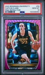 2022 Caitlin Clark Bowman University Chrome Pink Refractor Rookie PSA 10 #50 1st - Picture 1 of 2