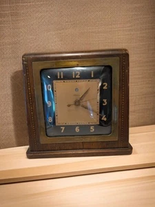 Vintage Art Deco Telechron Pharaoh Clock Mahogany with Inlaid Wood Pyramid Shape - Picture 1 of 15