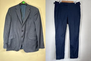 Traje Blazer Richard James Savile Row 2 Piezas 44R Pantalones 38R Azul Marino 100 Lana - Imagen 1 de 16