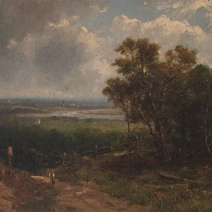 Heinrich Neppel Romantik Romantische Landschaft signiert Öl Leinwand um 1900 - Picture 1 of 3