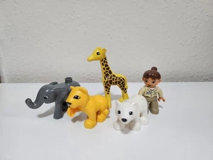 Lego Duplo Zootiere Elefant Giraffe Löwin Eisbär Tierpfleger - Bild 1 von 3