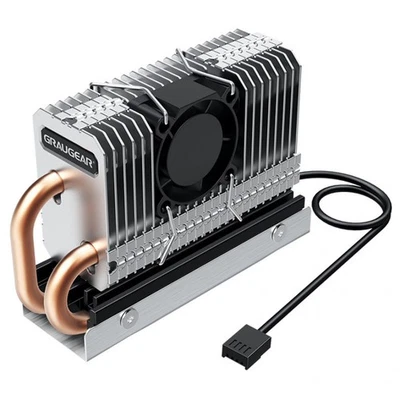 Graugear Heatpipe Kühler für M.2 NVMe 2280 SSD, PWM Lüfter - 25 mm - Bild 1 von 3