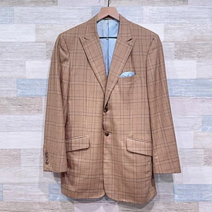 Holland & Sherry maßgeschneidert spitzes Revers Sport Mantel hellbraun kariert Savile Row Herren 38R - Bild 1 von 8
