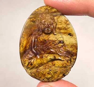 Buda de cristal ámbar - talla, regalo, decoración del hogar, piedras de cristales curativos, 52669 - Imagen 1 de 5