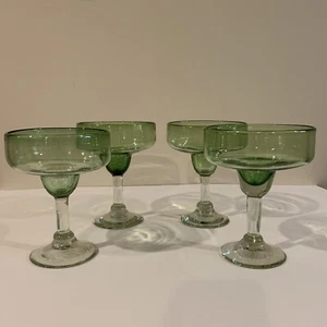 Margarita Gläser mundgeblasen Set (4) klarer Stiel grün Schale - Bild 1 von 5
