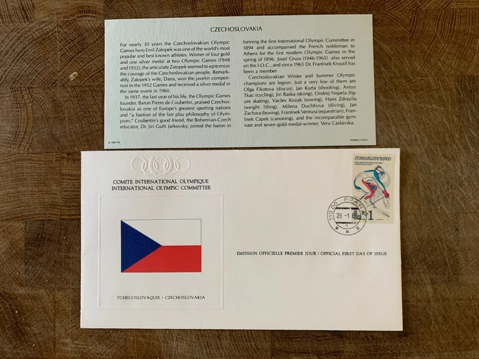 CZECHOSLOVAKIA 1980 FDC IOC OLYMPIC GAMES SKIING - Image 1 of 1