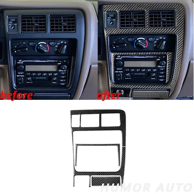 Consola central de fibra de carbono real 4 piezas moldura de panel de CA y CD para Toyota Tacoma 2001-04 Foto 1 de 4