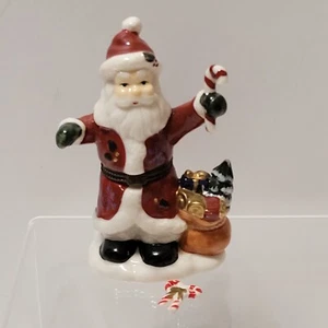 Santa Claus Hinged Trinket Box, Candy Cane trinket inside, Christmas, - Picture 1 of 7