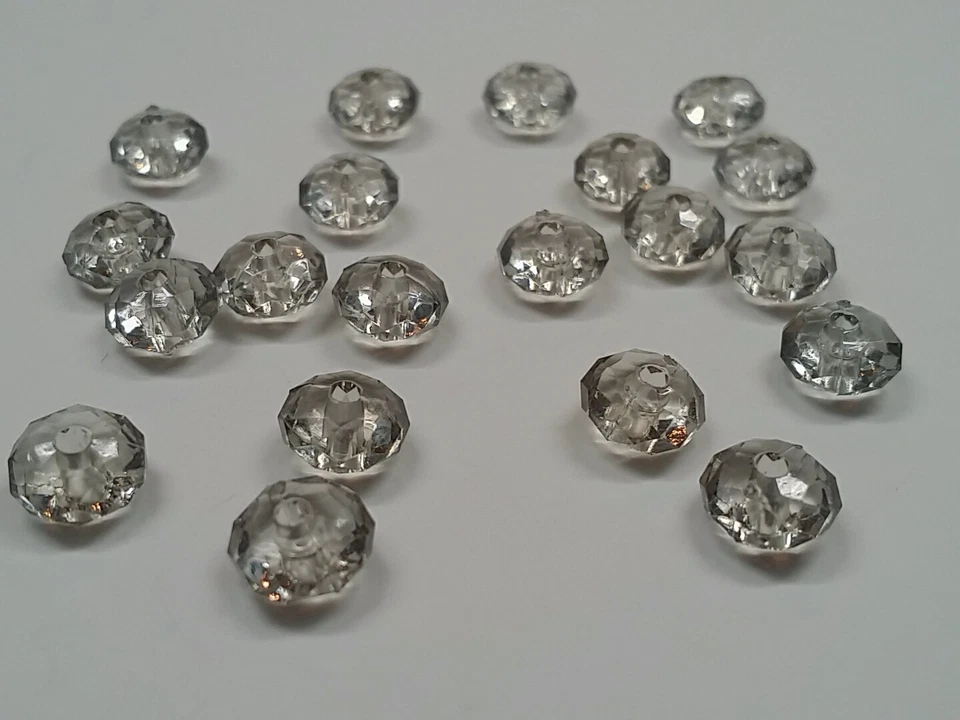 Cuentas de acrílico transparente, ábaco facetado, gris, 8 mm, agujero 1,5 mm cantidad 100 Foto 1 de 1