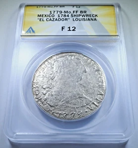 1779 El Cazador Shipwreck Spanish Mexico Silver 8 Reales 1700s Pirate ANACS Coin - Picture 1 of 2