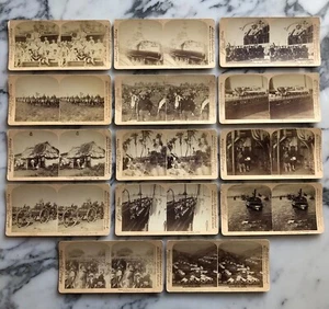 1899 STEREOVIEW CARDS lot 14 real photo ROUGH RIDERS Spanish American War CUBA - Picture 1 of 6