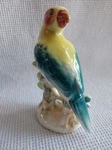 Vintage MCM Ceramic Parrot Figurine Colorful Bird Statue Repaired tail - Picture 1 of 8