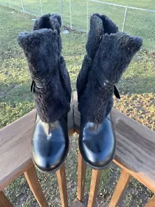 Botas de cuña BareTraps Arrive de cuero negro de piel sintética talla 11 - Imagen 1 de 13