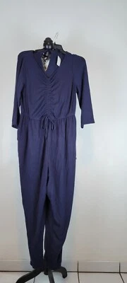 Macacão Lane Bryant azul marinho manga 3/4 gola redonda cordão cintura 14/16 - Imagem 1 de 4