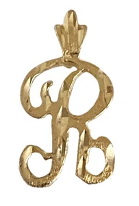 14K Massiv Gelbgold Initiale "R" Charm Anhänger Schmuck - Bild 1 von 1
