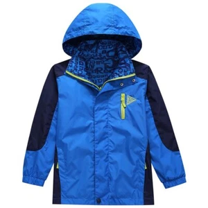 KID1234 Boys' Rain Jacket Lightweight Quick Dry Waterproof Hooded Raincoat - Picture 1 of 6