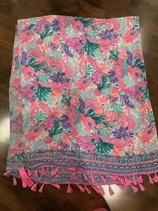 New Lilly Pulitzer Resort Scarf, Beach Coverup pink blue multicolor - Picture 1 of 4