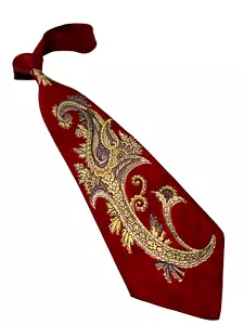 Vintage 1940s Tie Men's Neck Ties Swing Neckties 1930s RED Wide Rayon 51X3.8" - Picture 1 of 9