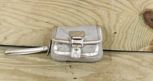 Michael Kors Gold Nylon Wristlet Wallet Bag Snap Zipper - Picture 1 of 12