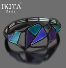 Armband Ikita Paris Manchette Armreif Emaille Metall Elastisch-Armband Geometrik