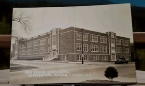 Leavenworth KS New Senior High School Building Street View Stevenson Postcard - Picture 1 of 2