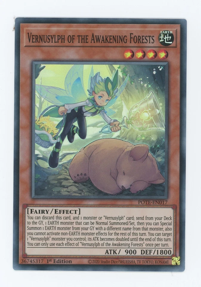 Yugioh Vernusylph Of The Awakening Forests POTE-EN017 Super 1st Edition NM x3 Pl - Image 1 of 1