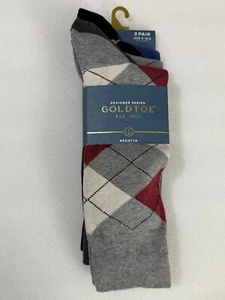 Paquete de 3 calcetines Goldtoe para hombre Carlye Argyle talla 6-12,5 Aqua FX control de humedad - Imagen 1 de 2