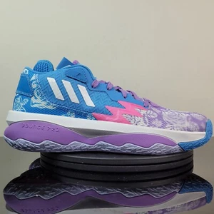 adidas Dame 8 PE Blue Purple Floral Basketball Shoes IF8331 SAMPLE Men's Sz 9.5 - Picture 1 of 7